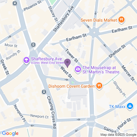  Locatie van Ambassadors Theatre