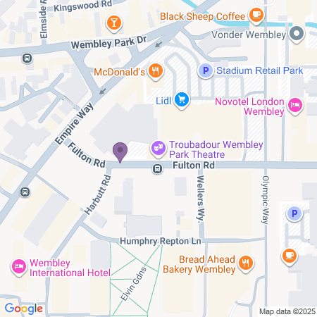  Locatie van Troubadour Theatre - Wembley