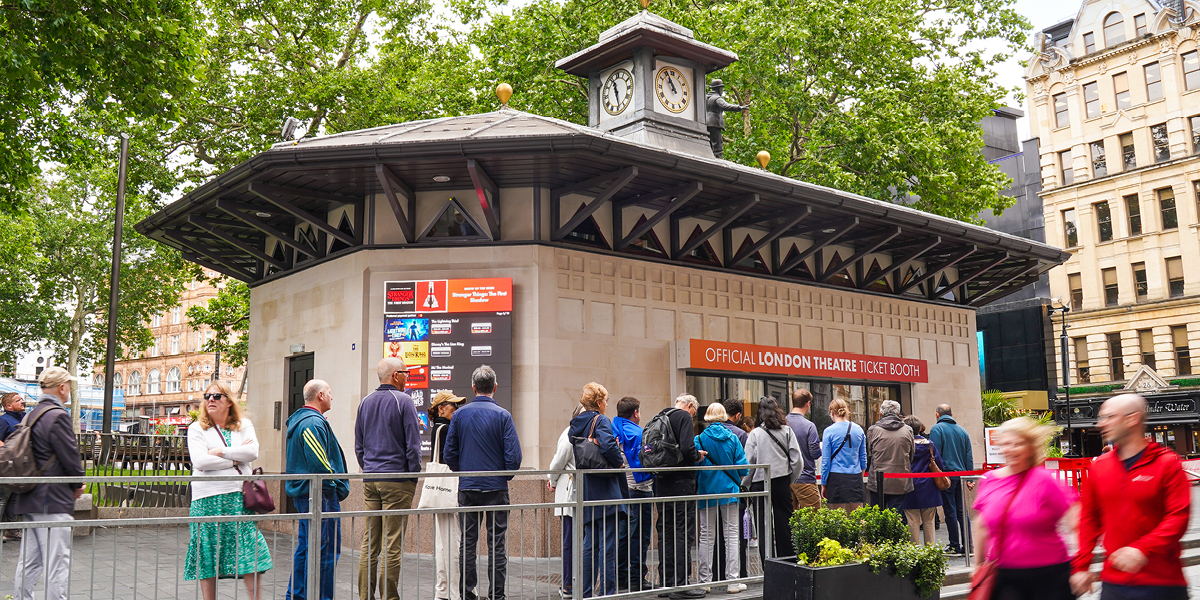 De TKTS-kiosk op Leicester Square